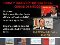 Invitación mañana 12:00 hrs, protesta por caso Gutiérrez de la Torre