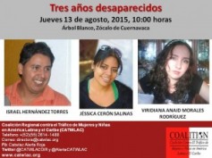 Tercer aniversario de la desaparición de Jéssica Cerón Salinas, Viridiana Anaid Morales Santiago e Israel Hernández Torres